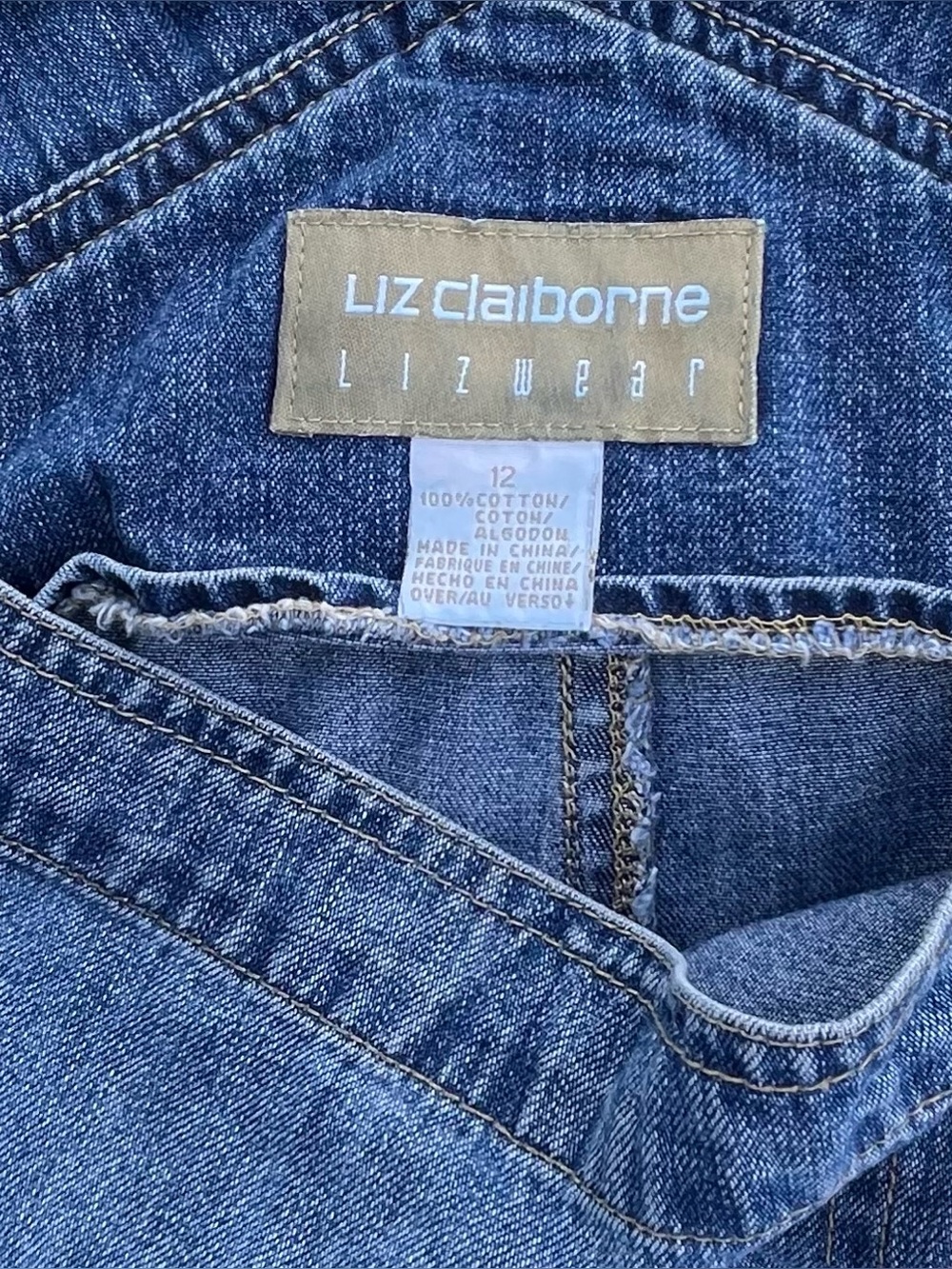 Vintage Y2K Liz Claiborne Lizwear Denim Bib Overalls Size 12 - Picture 4 of 7